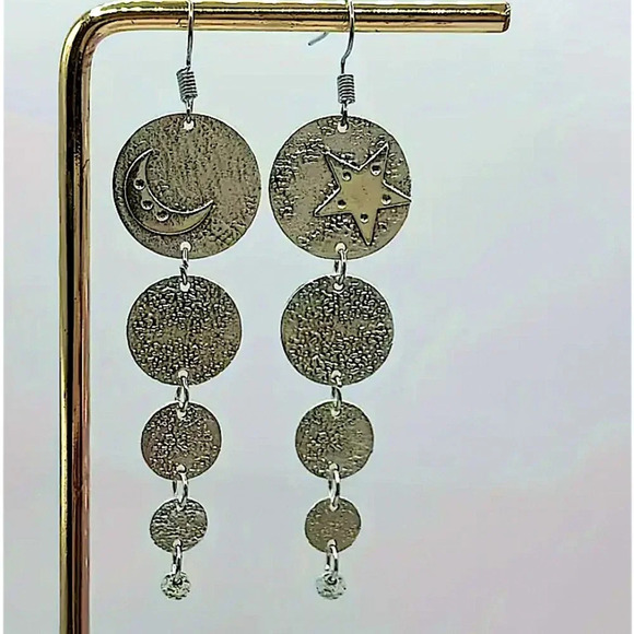 Boho Sun Moon Geometric Irregular Dangle Earrings Circular - Picture 2 of 4